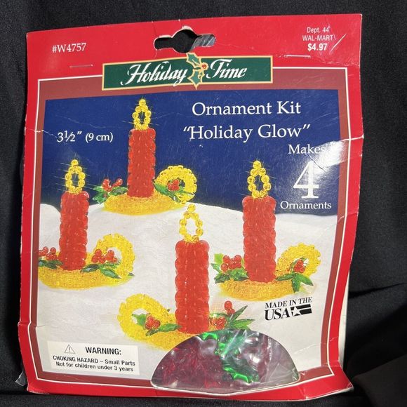 Holiday  Time Christmas Beaded Candle  Ornament Kit - Picture 1 of 3